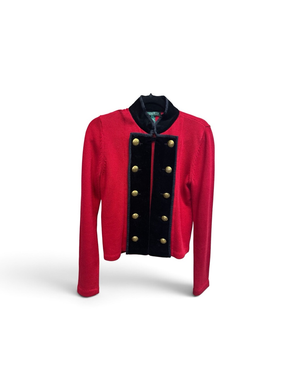 Ralph Lauren Red Jacket with Black Velvet Military Placket